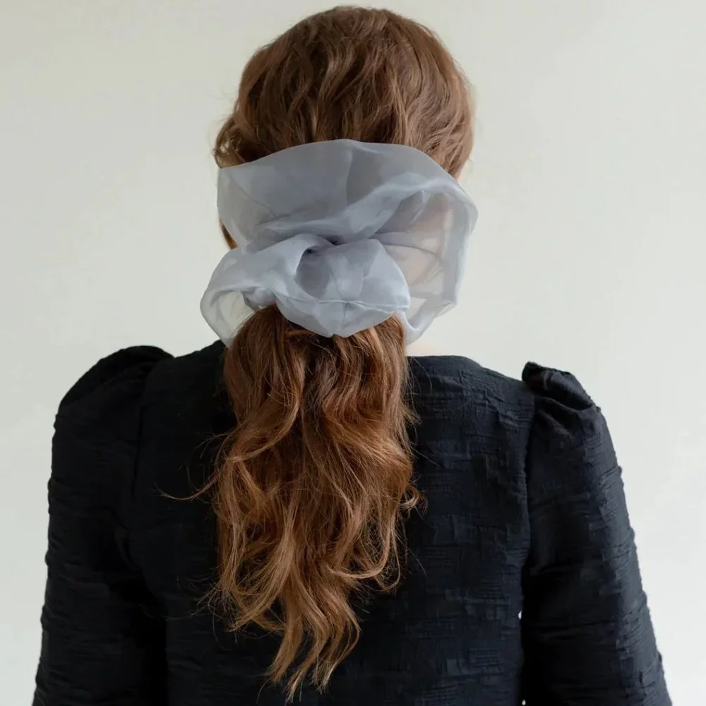 A Bronze Age XXL Oversized Organza Scrunchie in Silver NWT - Picture 1 of 4